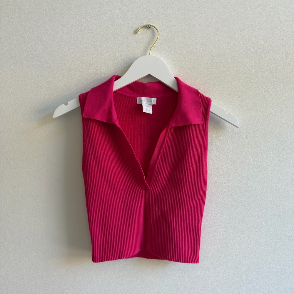 House of Harlow 1960 Fuchsia Ribbed Crop Top